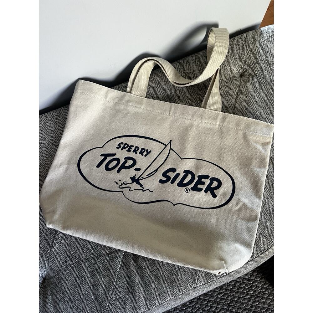 Sperry Top Sider Canvas Tote Bag Beach Summer Book Shoe Boat ll bean strap